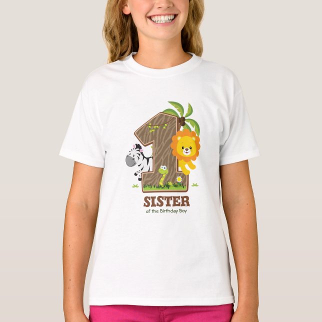 Personalised Safari Birthday Tshirt for Sister (Front)