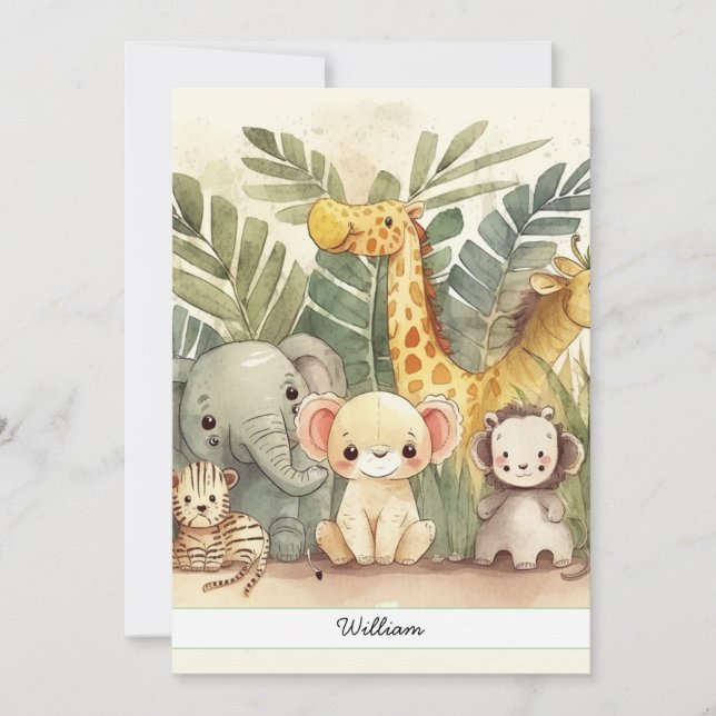 Personalised Safari Jungle Animals Holiday Card (Front)
