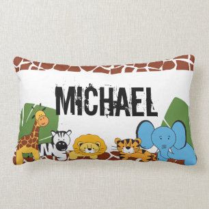 Personalised, Safari, Jungle Animals, Lumbar Cushion