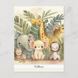 Personalised Safari Jungle Animals Postcard