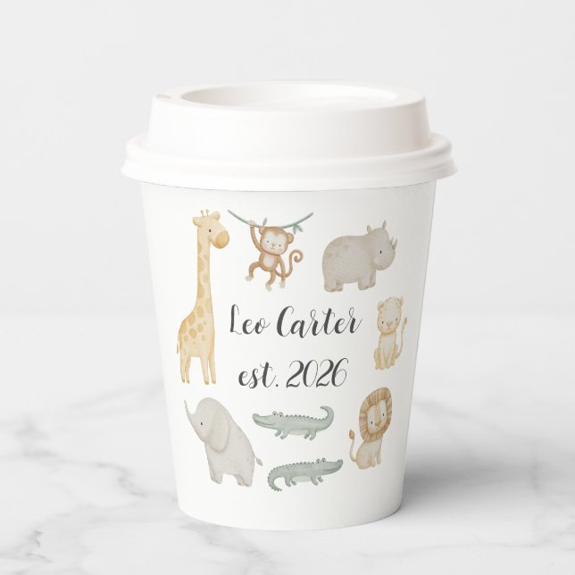 Personalised Safari Kids Cup | Custom Name Jungle  (Back)