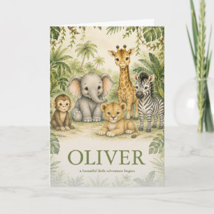 Personalised Safari Nursery Name Greeting Cards