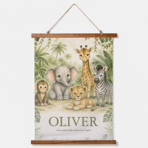Personalised Safari Nursery Name Note Cards  Hanging Tapestry