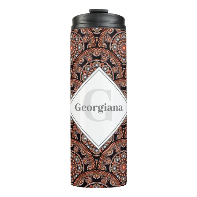 Personalised Safari Sunset Bohemian Mandala Scales Thermal Tumbler (Front)