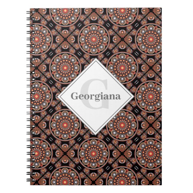 Personalised Safari Sunset Bohemian Mandala Tiles Notebook (Front)