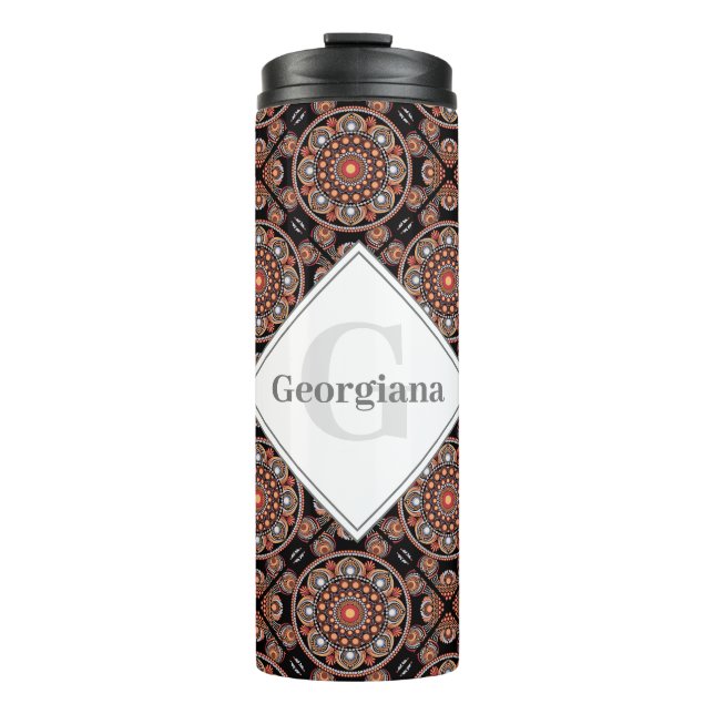 Personalised Safari Sunset Bohemian Mandala Tiles Thermal Tumbler (Front)