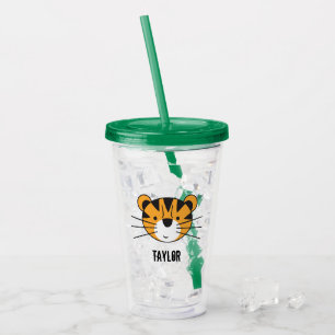 Personalised Safari Tiger Illustration birthday Acrylic Tumbler