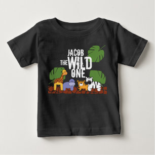 Personalised Safari WILD ONE 1st Birthday Baby T-Shirt