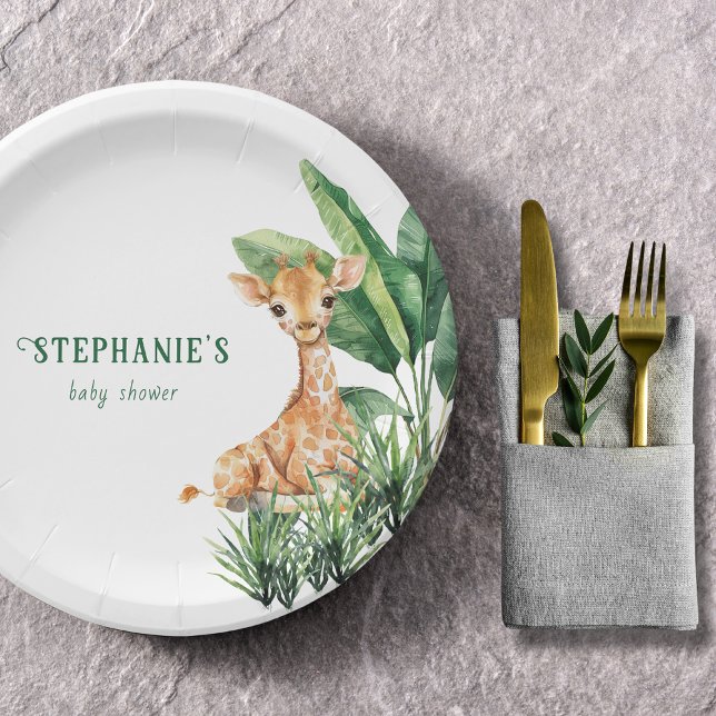 Personalised Safari Wild One Giraffe Baby Shower Paper Plate (Creator Uploaded)