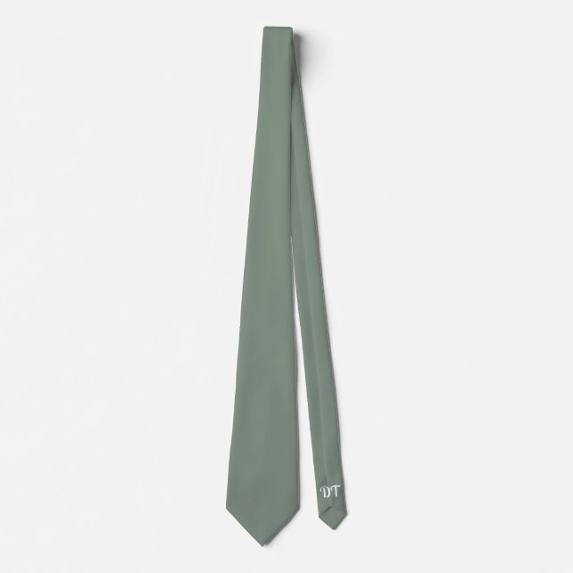 Personalised Sage Botanical Leaf Wedding Groom Tie (Front)