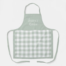 Personalised Sage Gingham Apron