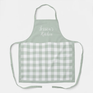 Personalised Sage Gingham Apron