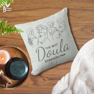 Personalised Sage Green BEST DOULA Appreciation Cushion