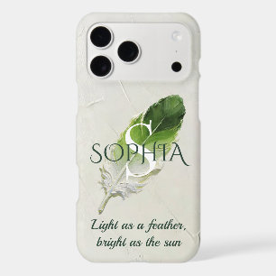 Personalised Sage Green Feather Initial