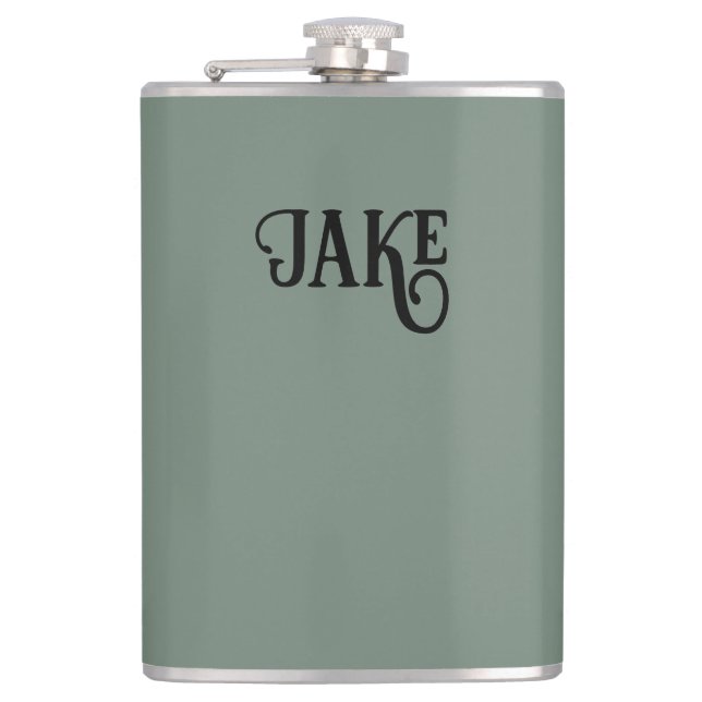 Personalised Sage Green Hip Flask (Front)