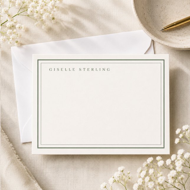 Personalised Sage Green Ivory Double Border Card (Creator Uploaded)