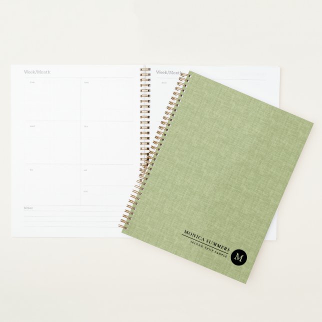 Personalised Sage Green Linen Planner (Display)