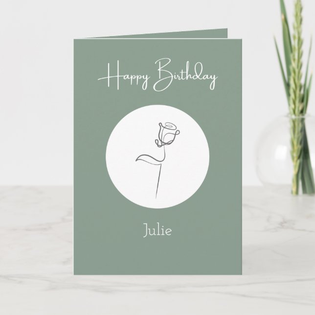 Personalised sage green minimalist birthday card (Front)