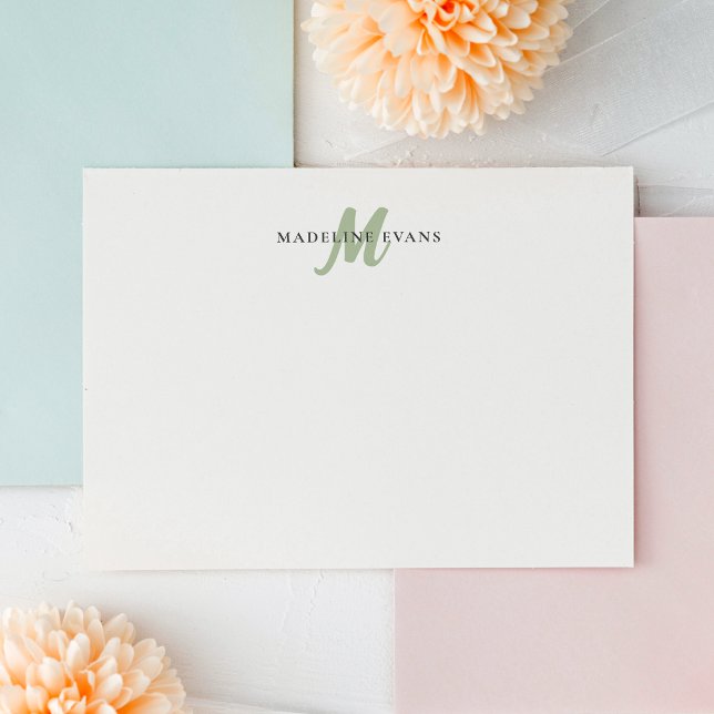 Personalised Sage Green Monogram Custom Name Card (Creator Uploaded)