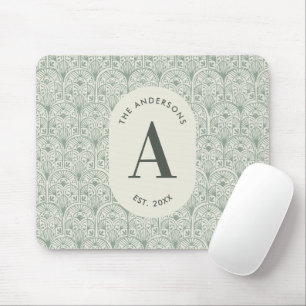 Personalised Sage Green Monogram Elegant Family Mouse Mat