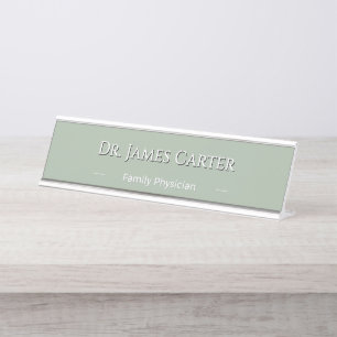 Personalised Sage Green Name Minimalist Style Desk Name Plate