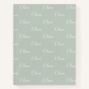 Personalised Sage Green Name Notebook