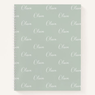 Personalised Sage Green Name Notebook