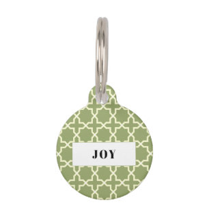Personalised Sage Green Pattern Pile Pet Tag
