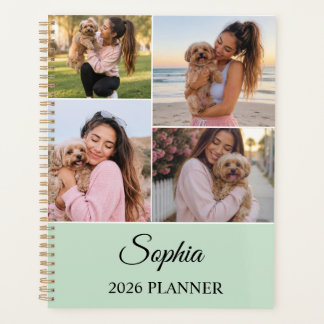Personalised Sage Green Photo Collage Planner 2026