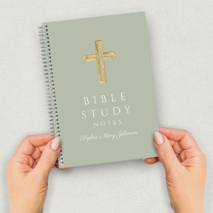 Personalised Sage Green Religious Cross Notebook