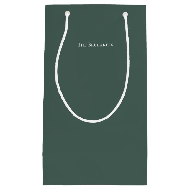 Personalised Sage Green Simple Modern Christmas Small Gift Bag (Front)