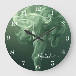 Personalised Sage Green Smoke Large Clock