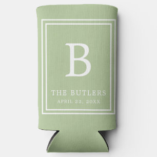 Personalised Sage Green Wedding Can Cooler