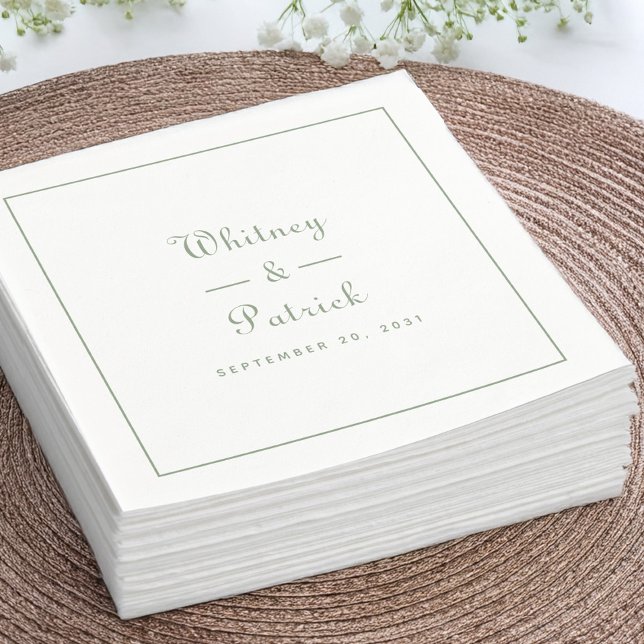 Personalised Sage Green Wedding Napkin (Personalized Sage Green Wedding Napkins)
