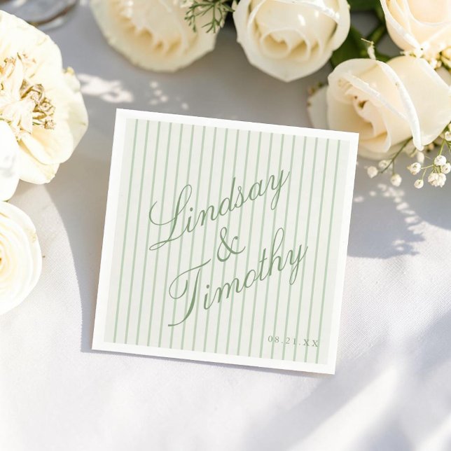 Personalised Sage Green Wedding Napkins (Creator Uploaded)