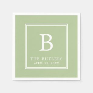 Personalised Sage Green Wedding Paper Napkins