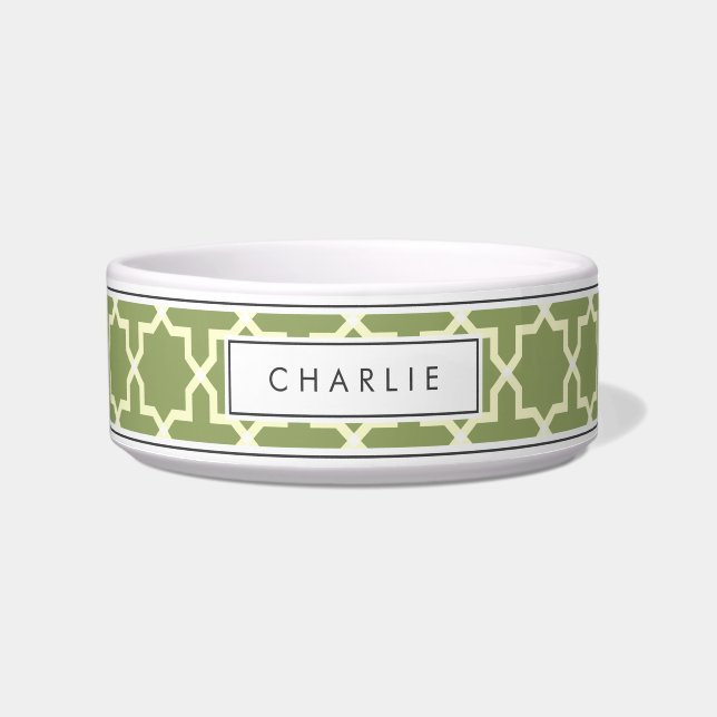 Personalised Sage Green & White Star Pattern Bowl (Front)