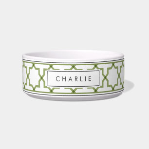 Personalised Sage Green & White Star Pattern Bowl