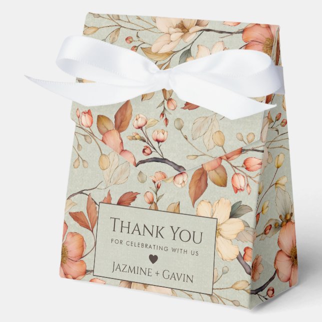 Personalised Sage Green Wildflower Baby Shower Favour Box (Front)