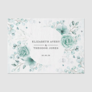 Personalised sage greens Floral Wedding Tissue Paper