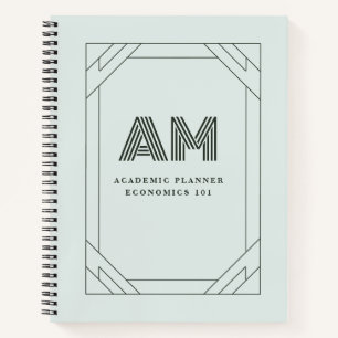 Personalised Sage Mint Custom Monogram High School Notebook
