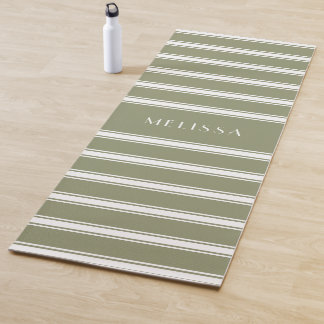 Personalised Sage Summer Striped Yoga Mat
