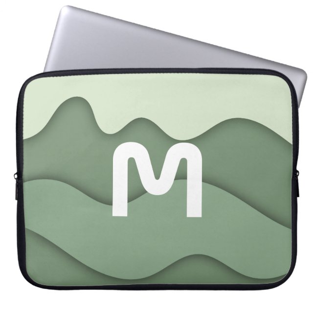 Personalised Sage Wave Laptop Sleeve (Front)