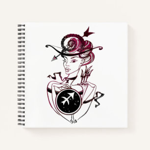 Personalised Sagittarius Art Deco Lady Notebook