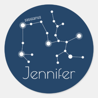 Personalised Sagittarius Zodiac Constellation Classic Round Sticker
