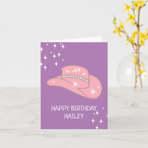 Personalised Sagittarius Zodiac Cowgirl Birthday Card