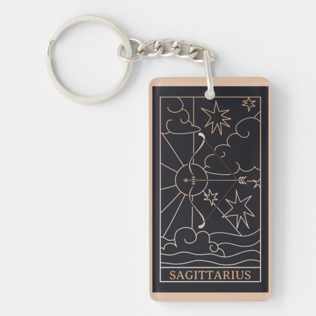 Personalised Sagittarius Zodiac Sign Abstract Art  Key Ring (Front)