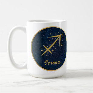 Personalised Sagittarius zodiac symbol gold stars Coffee Mug