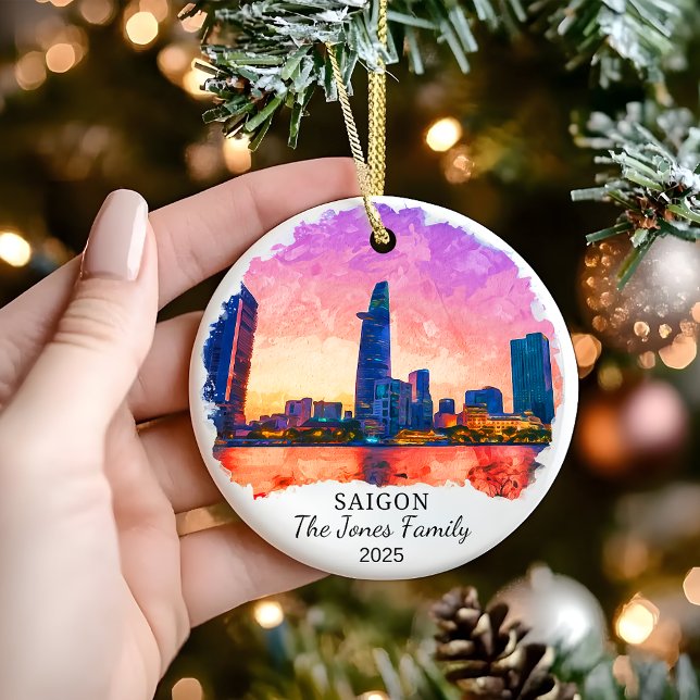 Personalised Saigon Ornament, Vietnam Gift Ceramic Tree Decoration (Creator Uploaded)