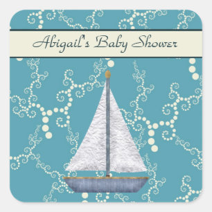 Personalised Sailboat Baby Shower Stickers